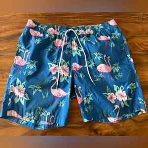 Bonobos Men’s Flamingo Print Swim Trunks Medium M Swimsuit Shorts Lined 7 Inch